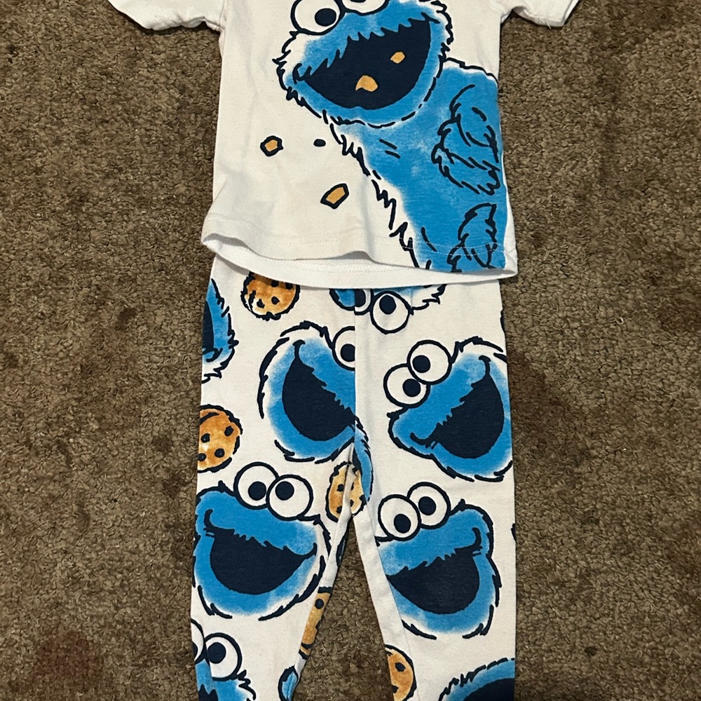 Sesame Street Blue and White Cookie Monster Pajama Set